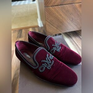 Louis Vuitton Velvet Loafers in Deep Red